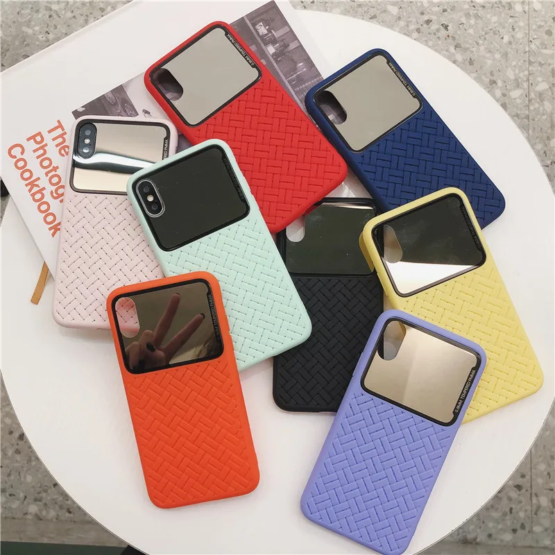 DECOCASE модный цветной макияж зеркальная оплетка вязаный силиконовый телефон чехол