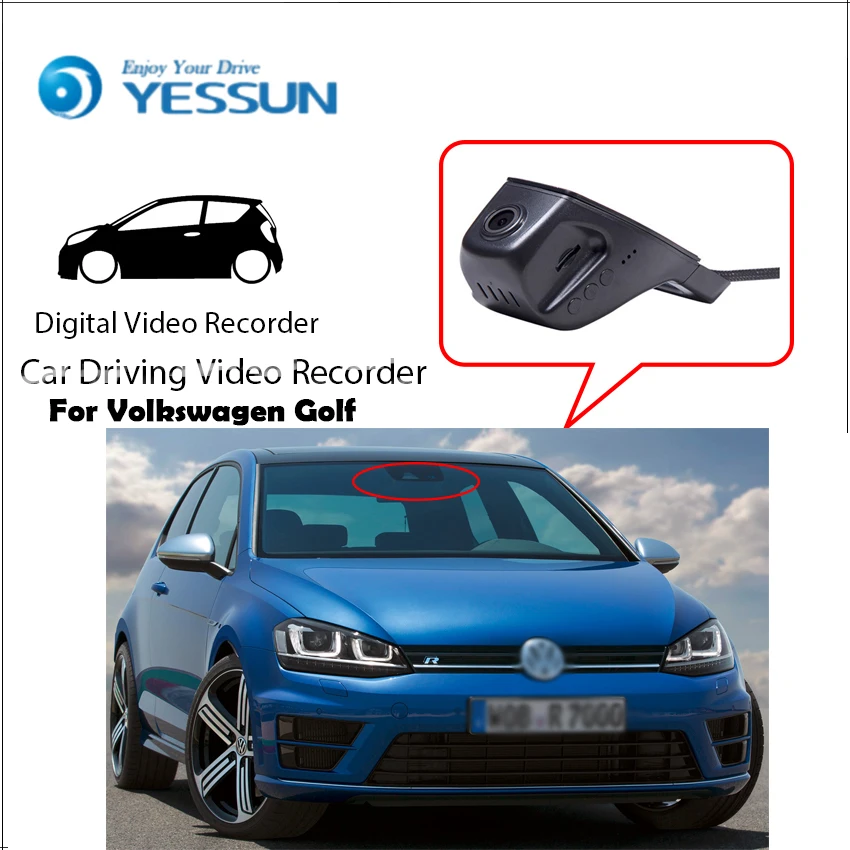 

YESSUN для Volkswagen Golf Автомобильный видеорегистратор DVR Мини Wifi камера Novatek 96658 FHD 1080P видеорегистратор оригинальный стиль