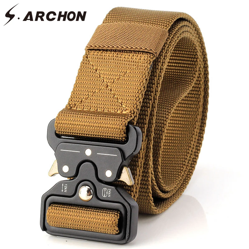 

S.ARCHON SWAT Military Combat Nylon Belts Men Meatl Buckle Sturdy Survival Tactical Waist Belts Male Knock Off Army Belts 3.8cm