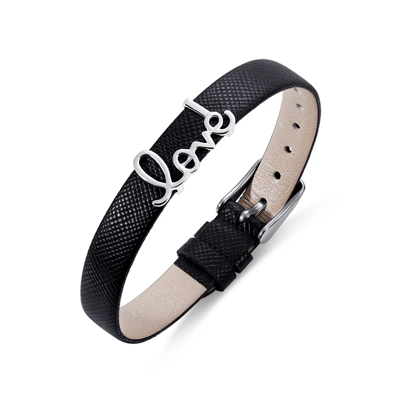 

Wholesale Message Leather Bracelet Women "Love" Leather Bracelet For Her 3 Color Band For Choice For Lady Birthday Gift