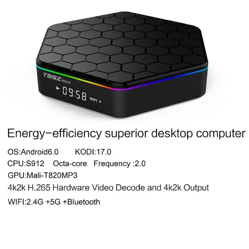 T95z Plus Amlogic S912 Octa-core DC 5 В/2A 2G ram 16G rom Android6.0 tv Box US/EU Plug | Электроника
