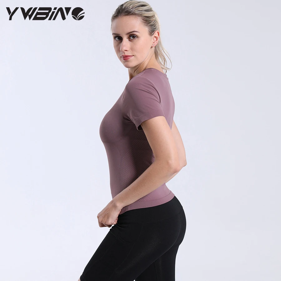 YWBIN женская спортивная одежда Топ Фитнес женский трикотаж бесшовные короткий