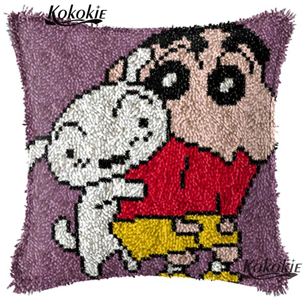 

Threads embroidery latch hook rug kits cross stitch kits cartoon cushion mat gift Crocheting Rug Yarn Needlework carpet