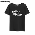 Футболка Mikialong женская в стиле панк-рок, хлопковая рубашка с коротким рукавом для девушек, Черный Белый Топ, лето 2018