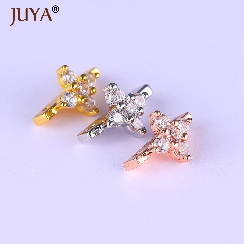 15pcs Wholesale Copper Cubic Zirconia Rhinestone Crystal 2 holes Spacer Bars For DIY Two Rows Beaded Chain Jewelry Accessories