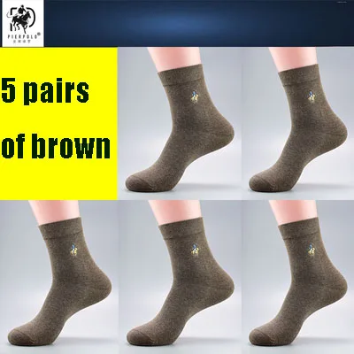 5 pairs brown 5 пар/лот пирполо фирменные мужские носки Meias мужские зимние теплые носки хлопок вышивка Высокое качество Мужская одежда носки для подарков - Цвет: 5 pairs brown