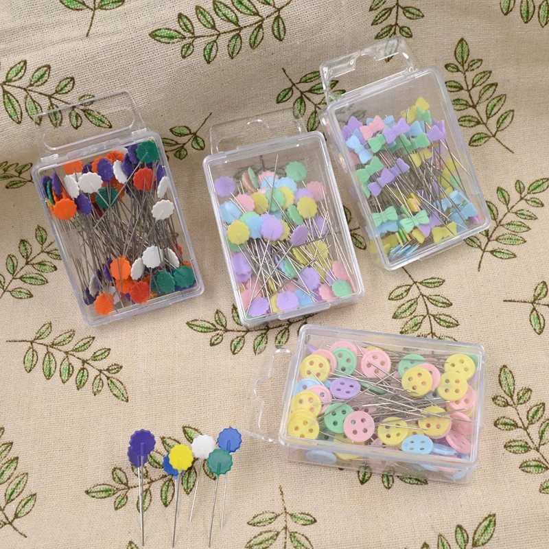 100 шт смешанные цвета булавки для шитья и пэчворка Цветок голова шпильки Швейные