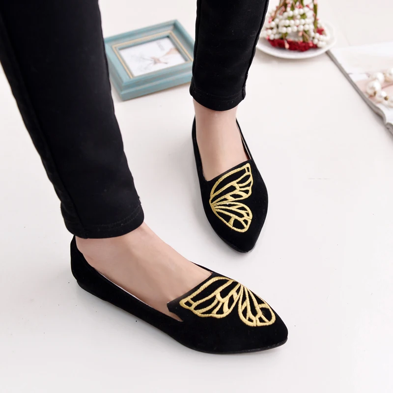 Новинка 2017 года Модные женские балетки на плоской подошве с острым носком сезон