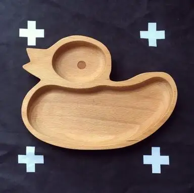 Duck Милый Деревянный мультфильм автомобиль утка тарелка посуда Забавный подарок на день рождения для детей креативная деревянная посуда - Цвет: Duck