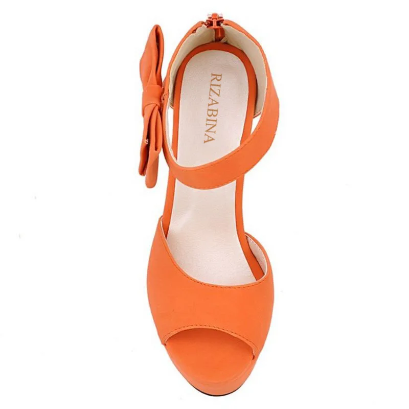 RIZABINA/женские босоножки на высоком каблуке с открытым носком платформе оранжевый