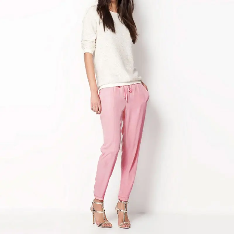 Модные Женские однотонные длинные штаны повседневные шаровары женские