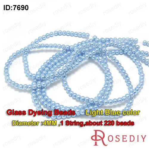 (7685)1 String about 220 Beads 4MM Dyeing Color Glass Imitation Pearls Round Ball Jewelry Accessories Findings | Украшения и