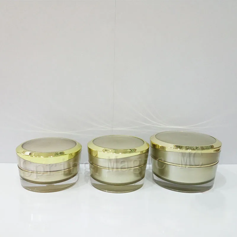 100 шт. 50 г новые Конические Круглые акриловые флаконы для крема Золотая