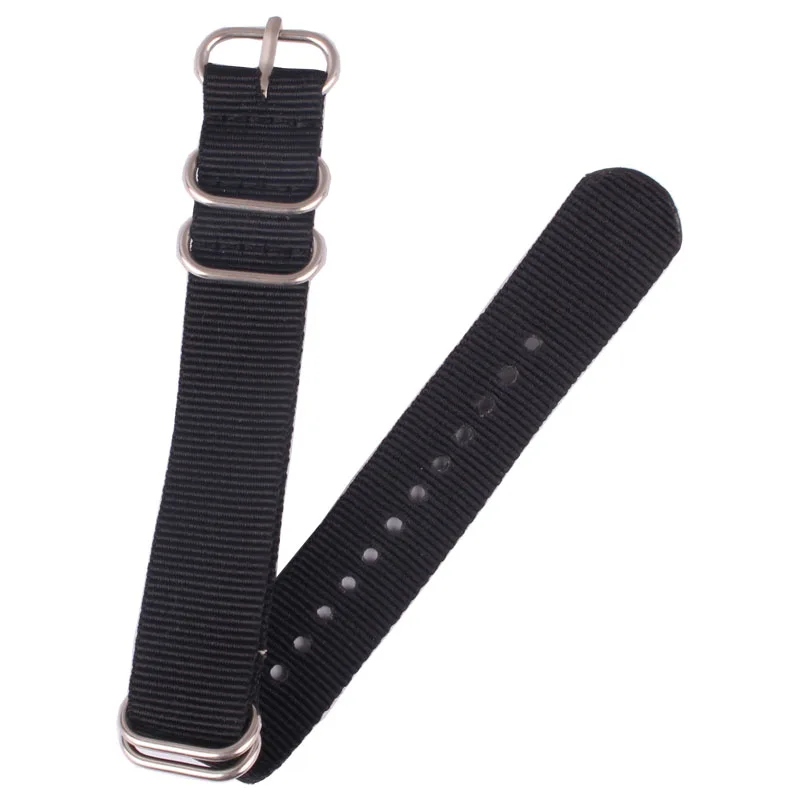 Ремешок армейский Zulu для наручных часов однотонный черный нейлоновый браслет 5