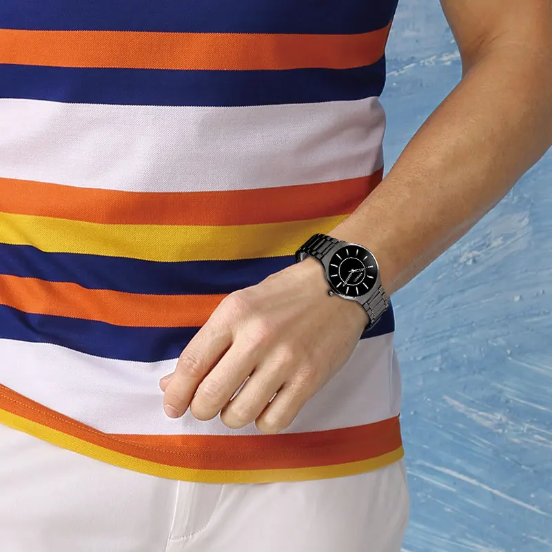 Мужские кварцевые часы Стальные деловые BOAMIGO модное Повседневное платье черный