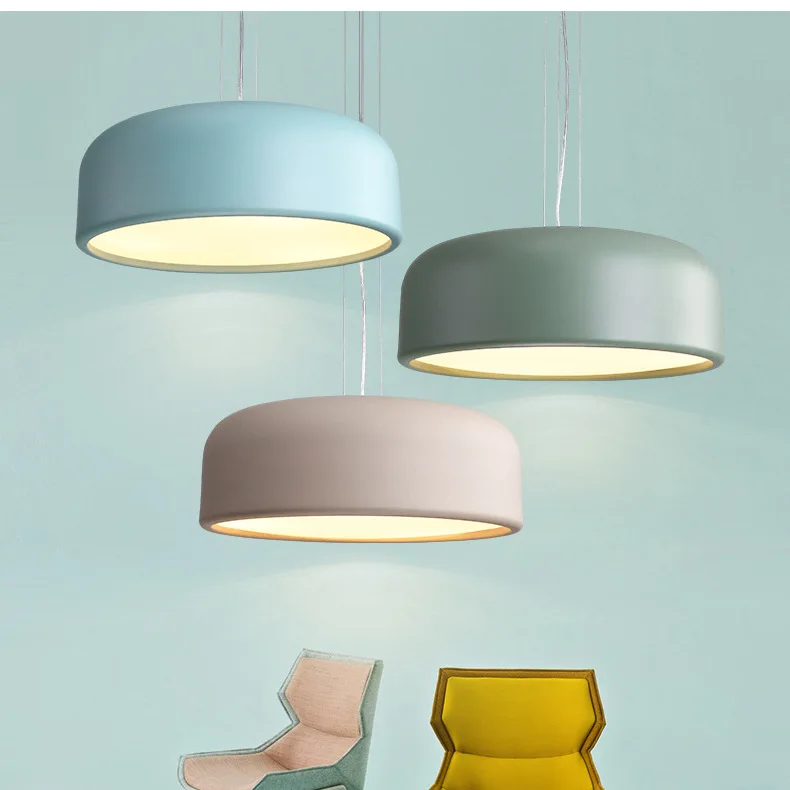 

Modern Simple Restaurant Chandelier Living room Bedroom The study ceiling light Macaron Bar Acrylic Color Black Blue Green
