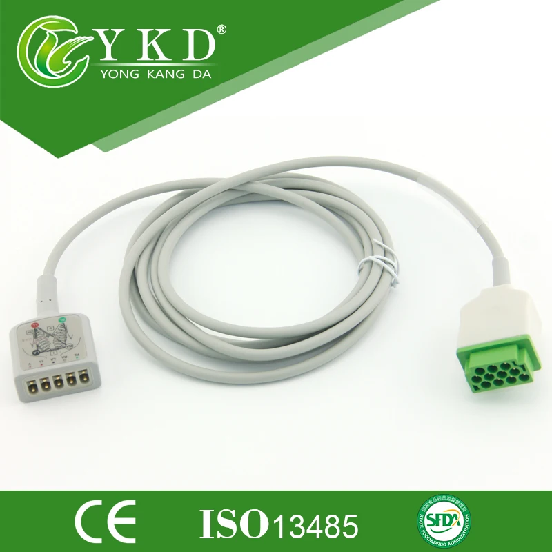 GE-Marqutte 11pin ECG кабель для мониторинга пациента магистралей AHA/IEC 5 выводов