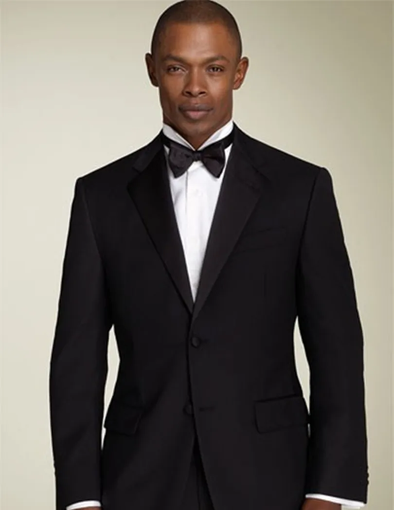 

Custom Made Mens Suits Groom Wear Black 2 Piece Tuxedos For Wedding Wool 2022