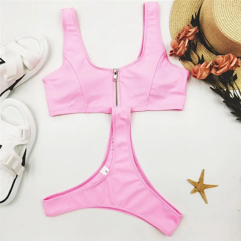 Куркума на молнии бикини 2019 пуш ап купальники женские с высокой посадкой