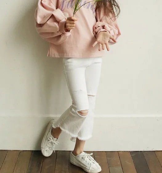 

Cultiseed Girls Jeans Pant Spring Summer Children Pockets Pants Baby Girls Pants Denim Elastic Baby Flare Pant Kids Trousers