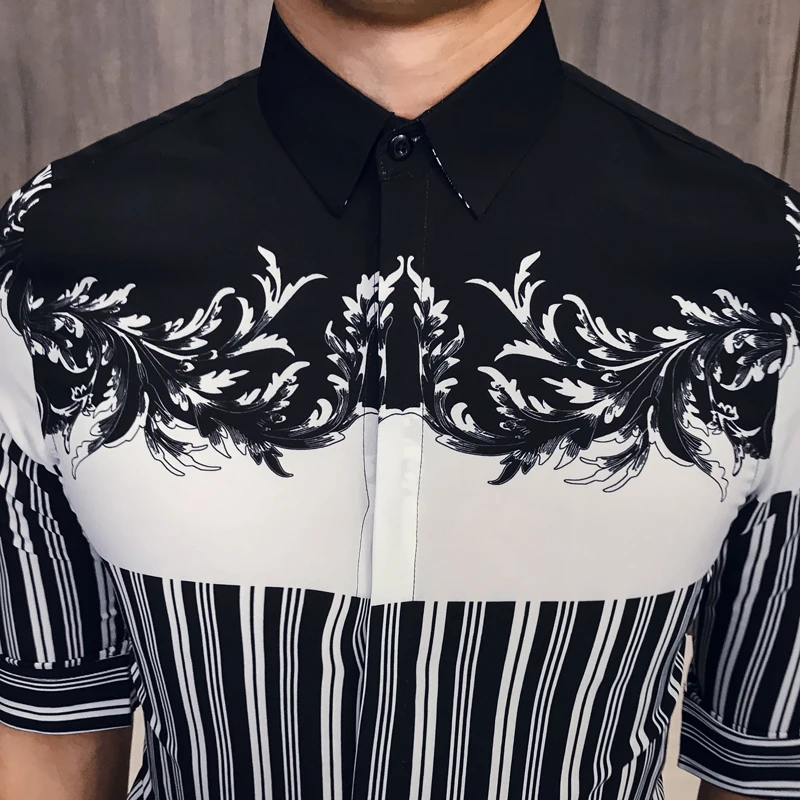 Модные Клубные наряды мужские дизайнерские рубашки Цветочная рубашка с