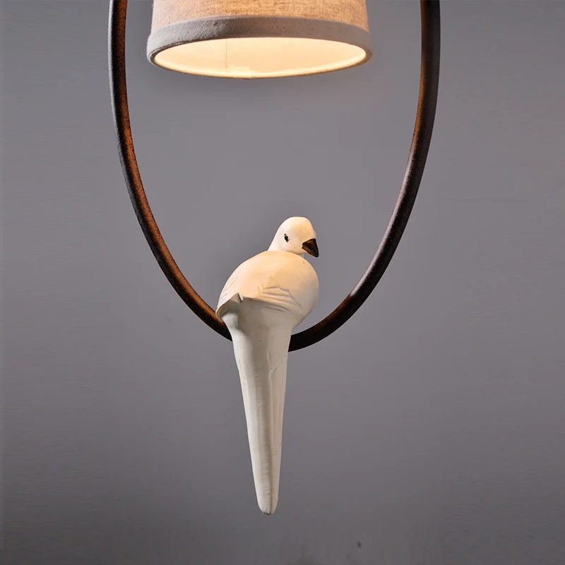 Американская сельская птичья лампа подвесные светильники с тканевым оттенком