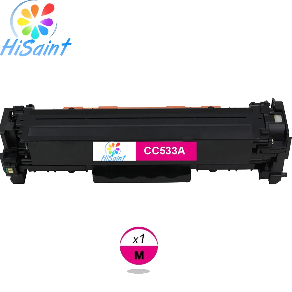 Тонер картридж Hisaint пурпурный дешевый для лазерного принтера HP CC533A 304A (Magenta1 Pack)