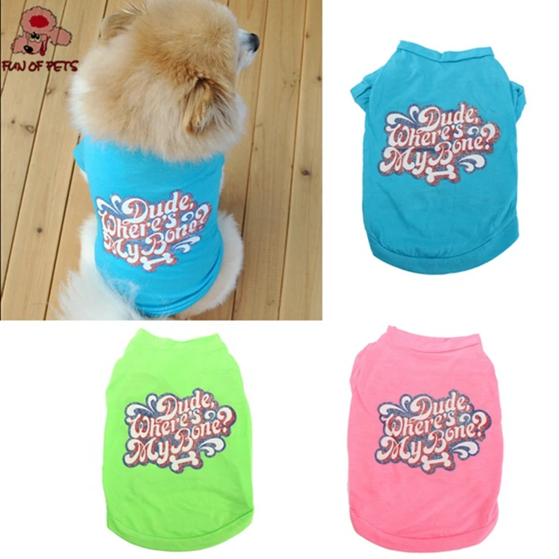 2017 летняя хлопковая Футболка с буквенным принтом для собаки жилет щенка кота