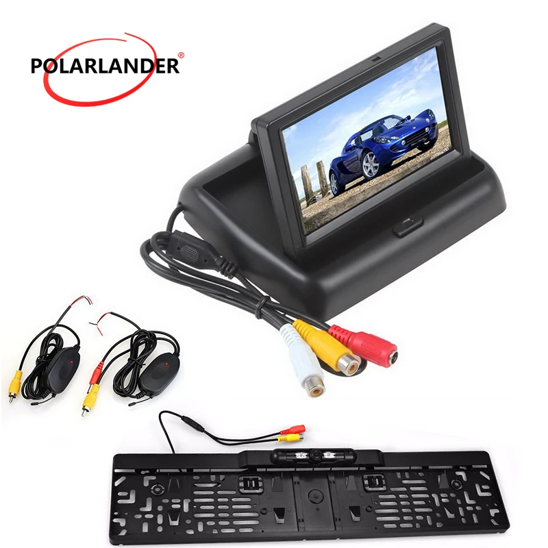 

Auto Parking Rearview Backup Car Reverse Rearview for Camera DVD VCR 12V 4.3" TFT Color LCD Foldable car Security Monitor