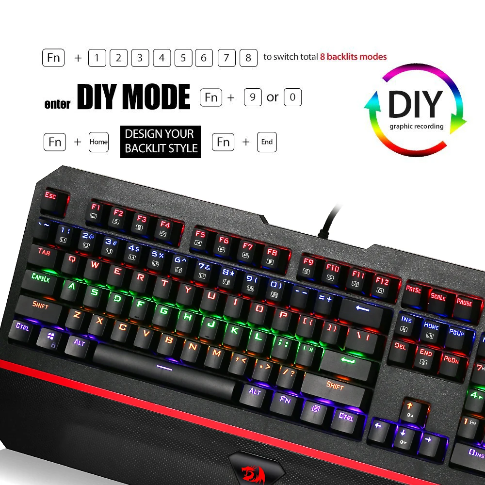 Механическая игровая клавиатура Redragon K558 ANALA со светодиодной радужной подсветкой