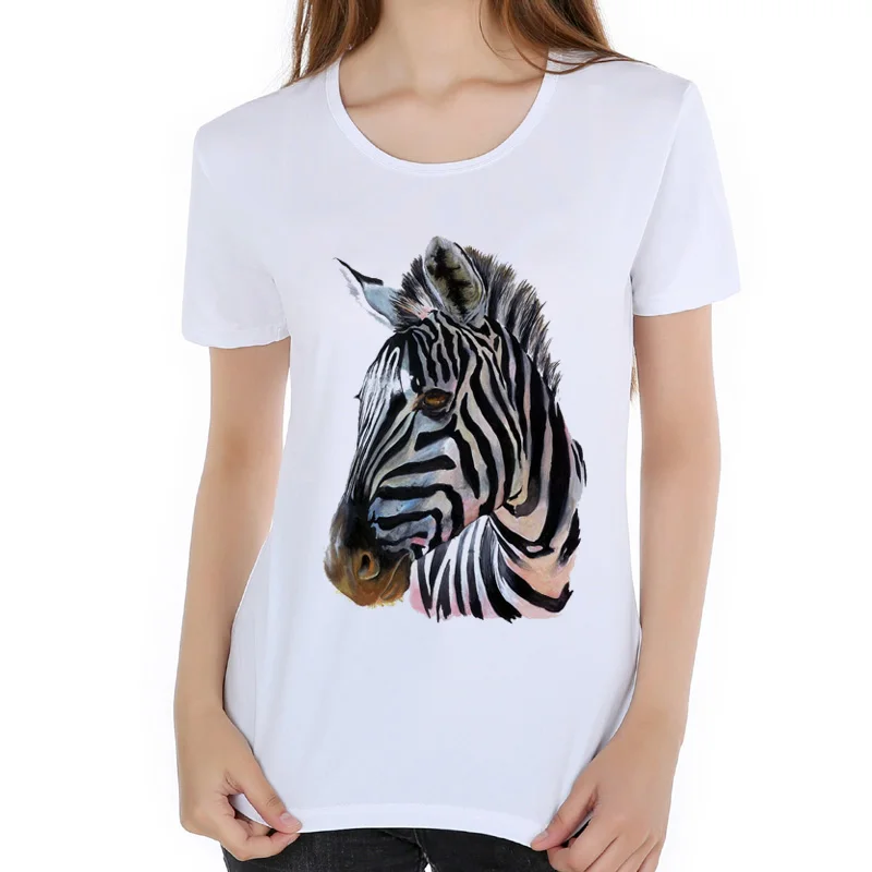 Перо zebra принт Для женщин Повседневное Лето Harajuku короткий рукав Футболка Девушка