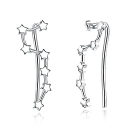 White Gold Color Звезда Серьги-перевертыши Настоящее серебро 925 проба ушные серьги-клаймберы простые серьги-кольца, модные ювелирные украшения для Для женщин Одежда для девочек - Окраска металла: White Gold Color