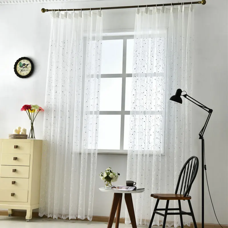 Роскошные тюлевые шторы с вышивкой белые/светло-зеленые/кофейные оконные для