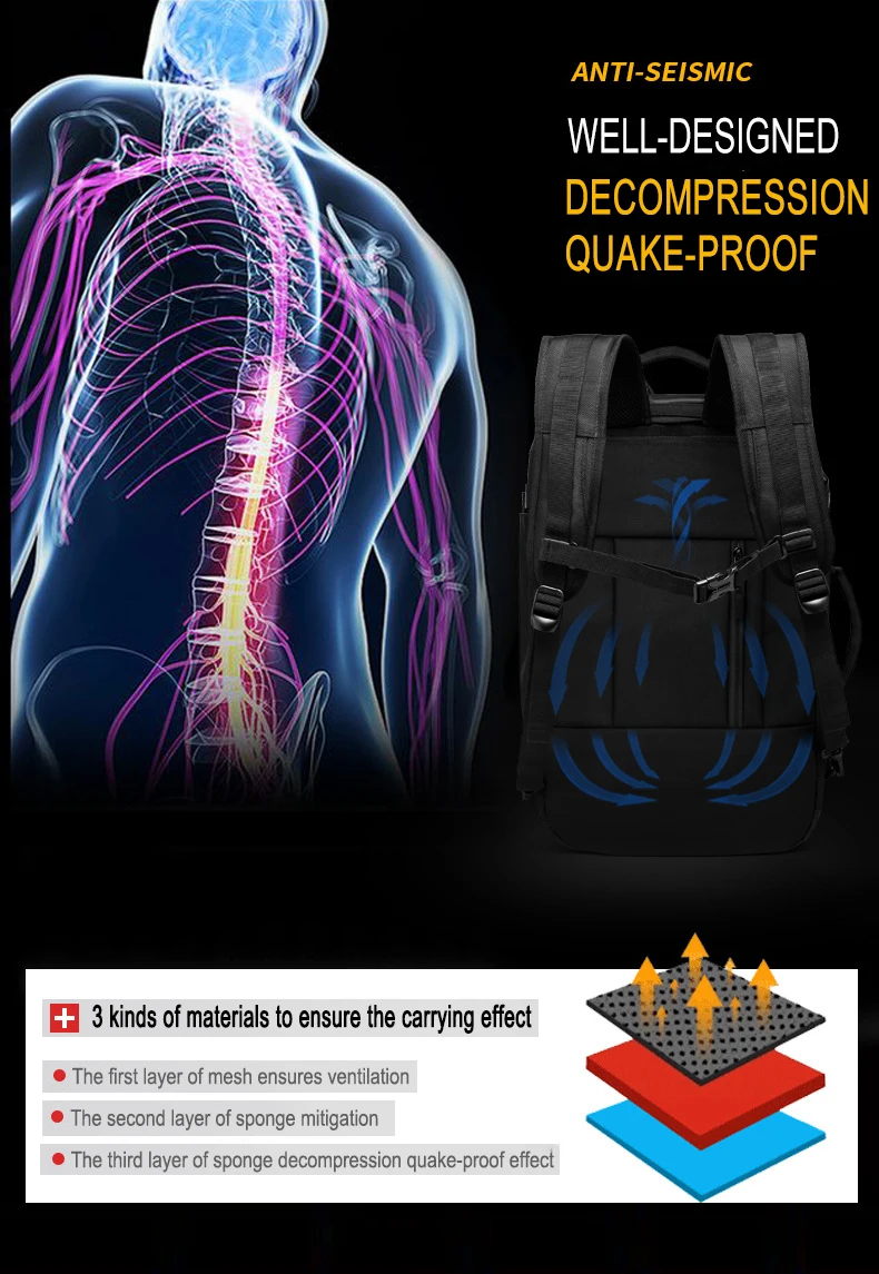 OZUKO, новинка, многофункциональные мужские рюкзаки для 15,", рюкзак для ноутбука, большая емкость, водонепроницаемый, для путешествий, мужской рюкзак Mochila, USB порт, школьный ранец