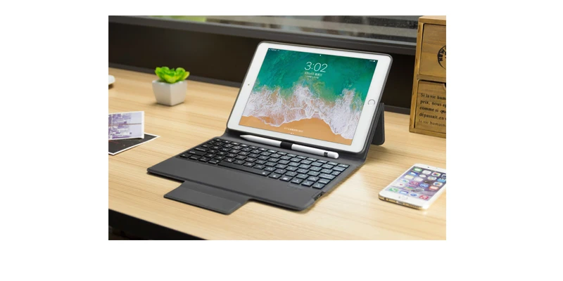 Bluetooth клавиатура чехол для нового iPad 9,7 дюймов, Премиум чехол из тонкой кожи Folio Cover-7 цветов с подсветкой с держателем карандаша