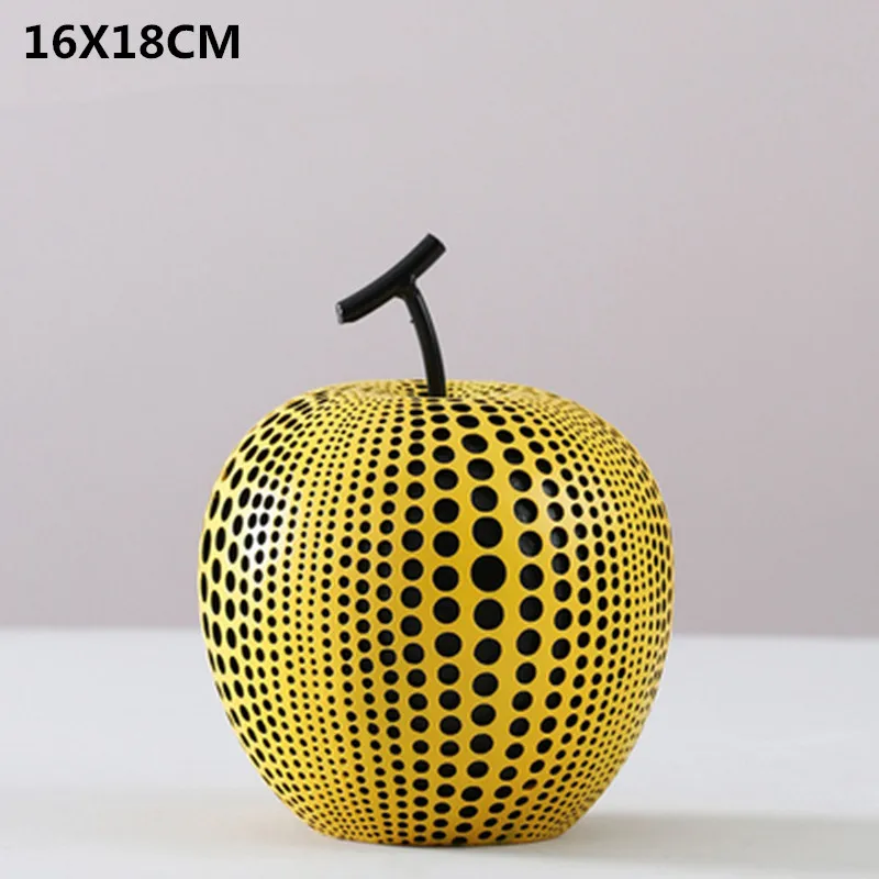 Многоцветный Yayoi Kusama, волнистая точка, яблоко, груша, смола, ремесло, украшение для рабочего стола, креативная гостиная, имитация фруктов, фигурки X1763 - Цвет: Многоцветный
