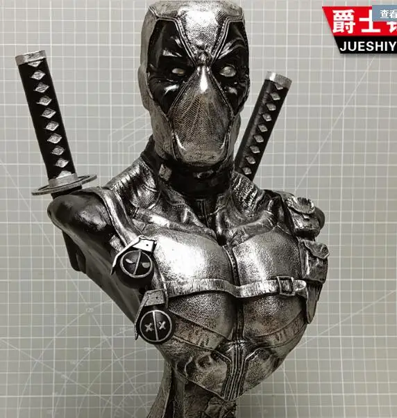 Sliver Классные! Дэдпул модель бюст 33 см четыре цвета выбрать керамическая ваза-крупное украшение грудь имитация металла смолы ручной подарок на день рождения праздник - Цвет: Sliver