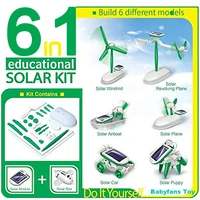 6 in 1 car solar robots educational diy kit toys boat solar diy energy fan kids toys for children