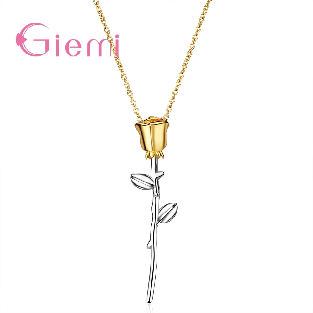 Женское ожерелье из серебра 925 пробы с подвеской в виде цветка розы|Ожерелья| |