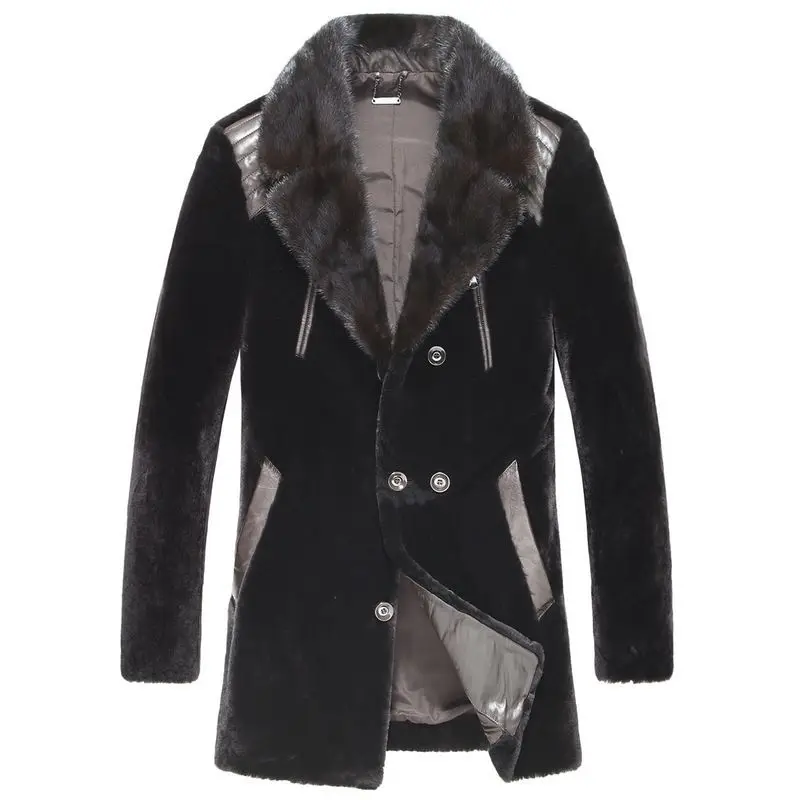 Роскошное Мужское пальто 100% гарантированно с воротником из натуральной норки