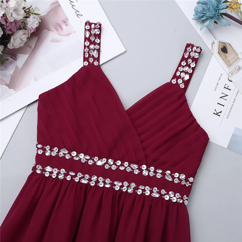 Детское шифоновое платье принцессы с широкими бретельками блестящими блестками