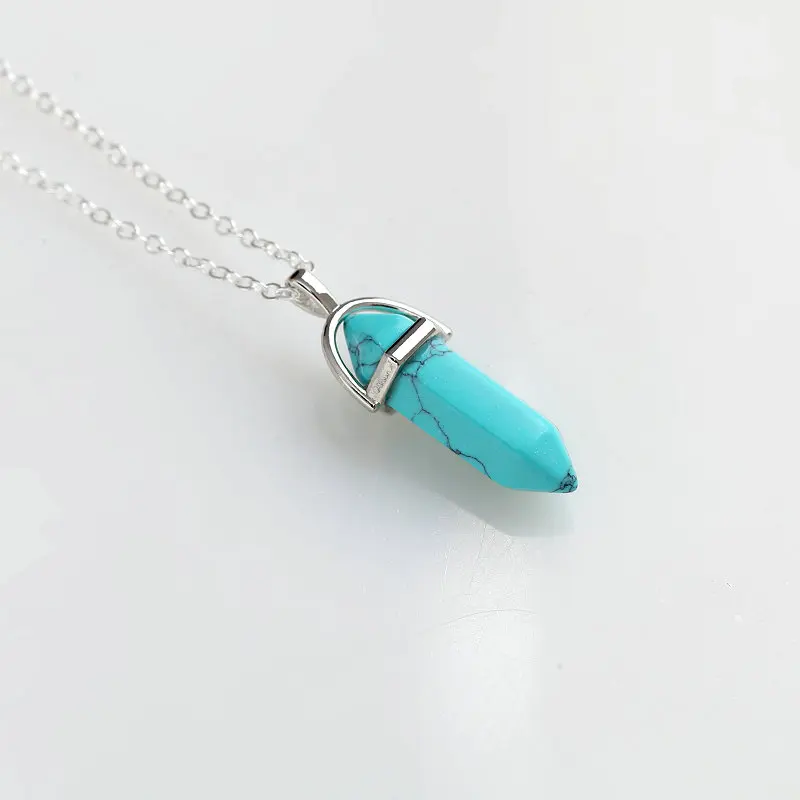 Шестиугольная колонна натуральный кристалл тигровый глаз бирюза pendentif Аметист