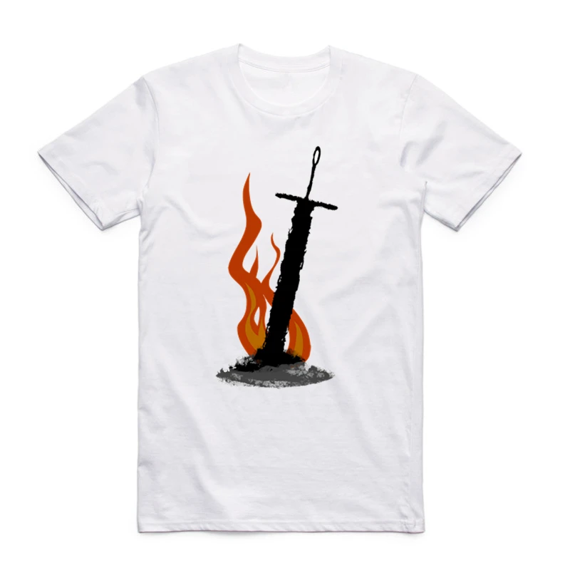 Мужская футболка Dark Souls с коротким рукавом и круглым вырезом изображением рыцаря