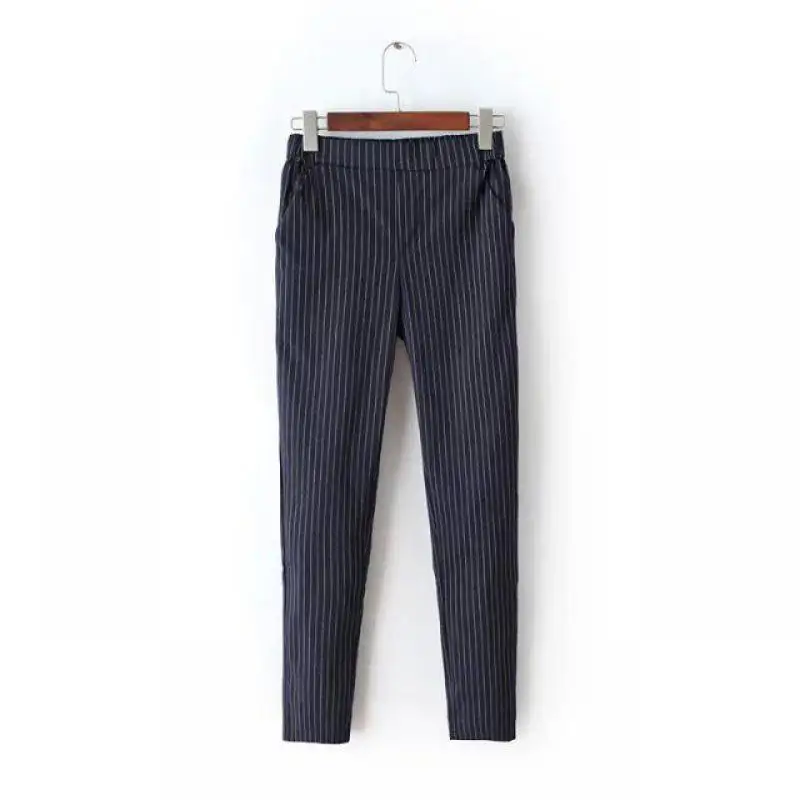 Новинка весна-осень 2021 брюки в полоску эластичный разрез узкие повседневные