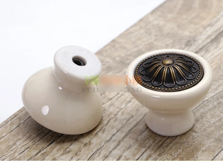 4x Новый стиль антикварный элегантный Керамика из цинкового сплава ручки и