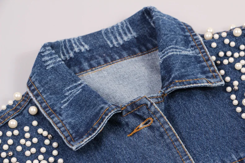 Новый стиль 2017 промытая джинсовая куртка Женская Модная Джинсовая с длинными