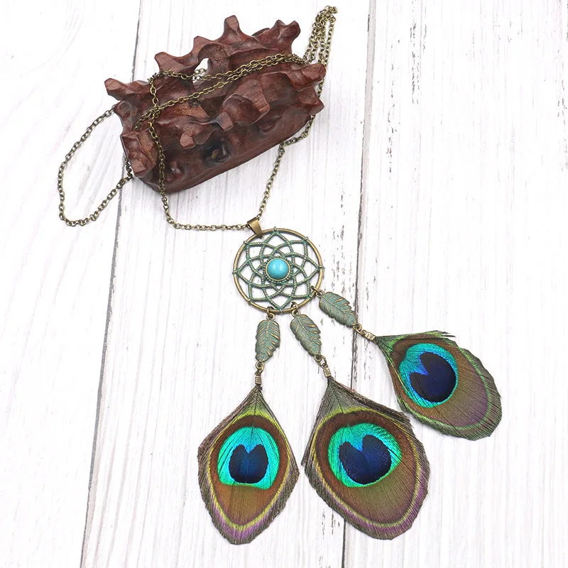 Новые этнические Длинные ожерелья с кисточками павлином и кулоном для женщин