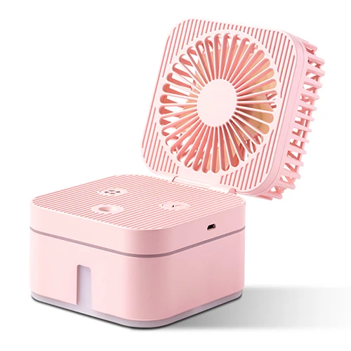 Pink THANKSHARE USB вентилятор на аккумуляторах портативный работает стол студент вентилятор 180 градусов вращения Мини светодиодный свет 2000MA гриб - Цвет: Pink