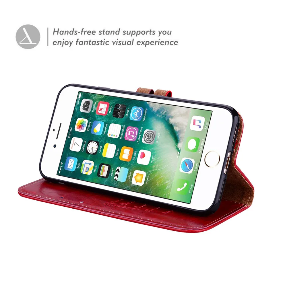 Чехол для iPhone 7 Plus PU кожаный бумажник флип Стиль Подставки Бизнес телефон Сумки