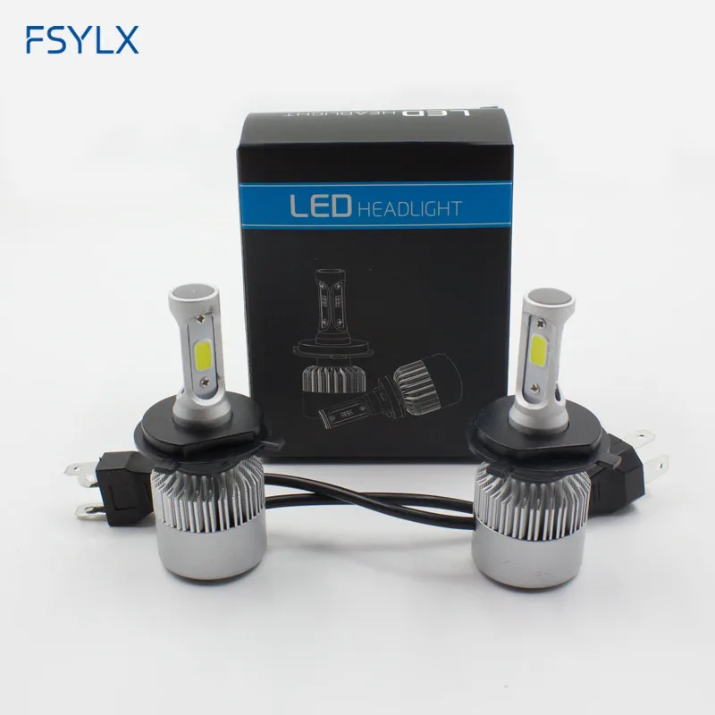 FSYLX 9004 9007 H13 H4 COB Автомобильный светодиодный комплект передних фар Противотуманные фары все в одном H4 hi/lo луч светодиодный фары для автомобиля